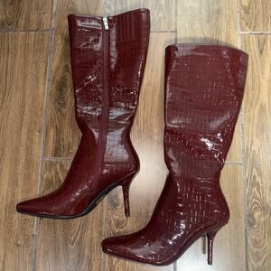 Princess Polly Alexx Knee High Boots, Burgundy, US 9